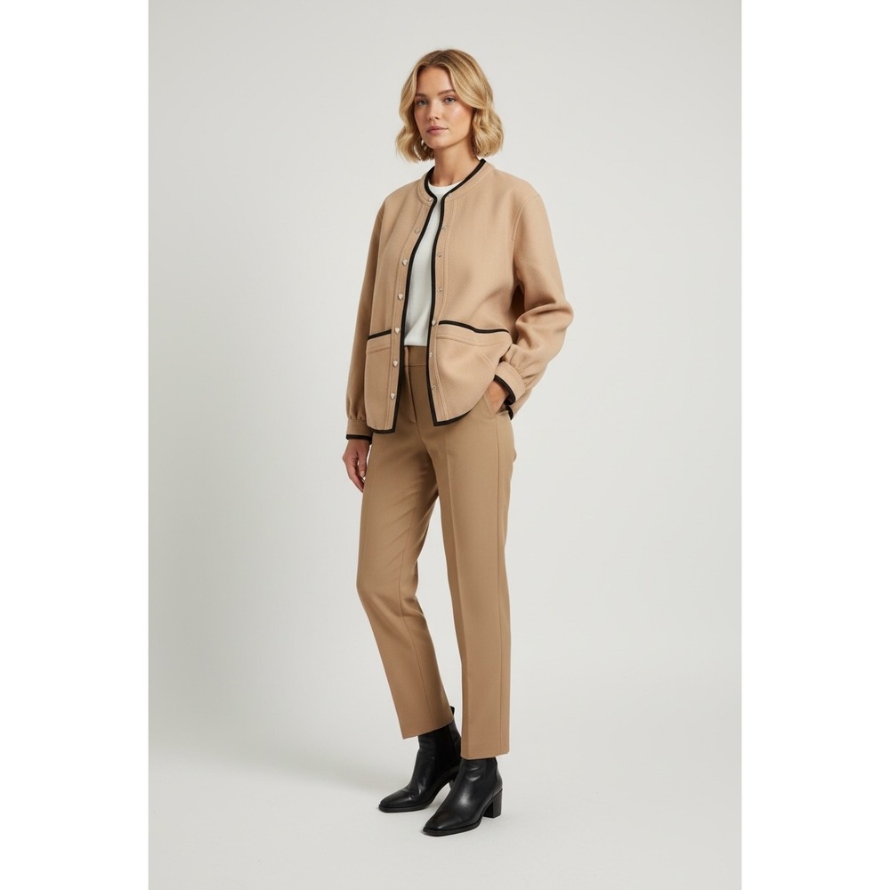 NEW Cicy Bell Tan Heart Button Size Large‎ Piped Jacket Career Chic